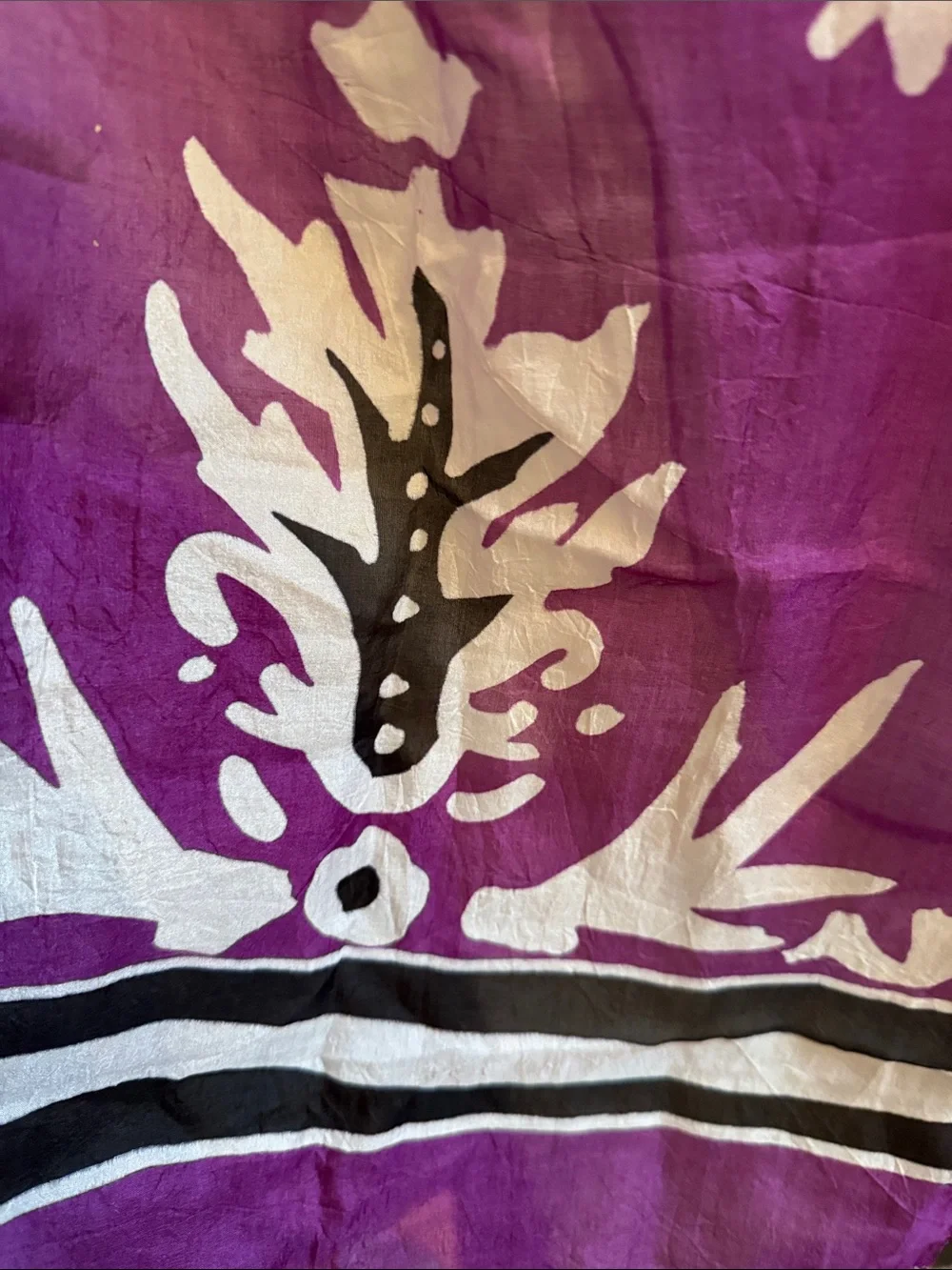 Silk-Feel Purple Print Scarf from Bangladesh